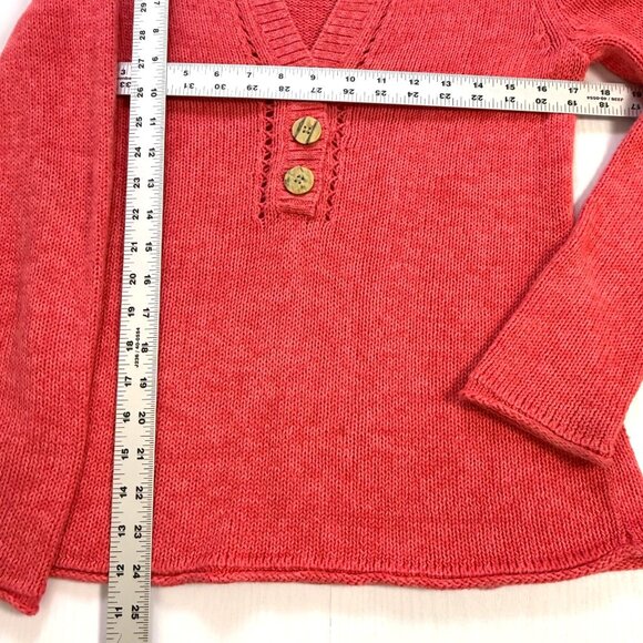 Eddie Bauer Sweater Womens Sz XS Pink Ramie Blend Knit LS Half Button Pullover - Picture 6 of 8